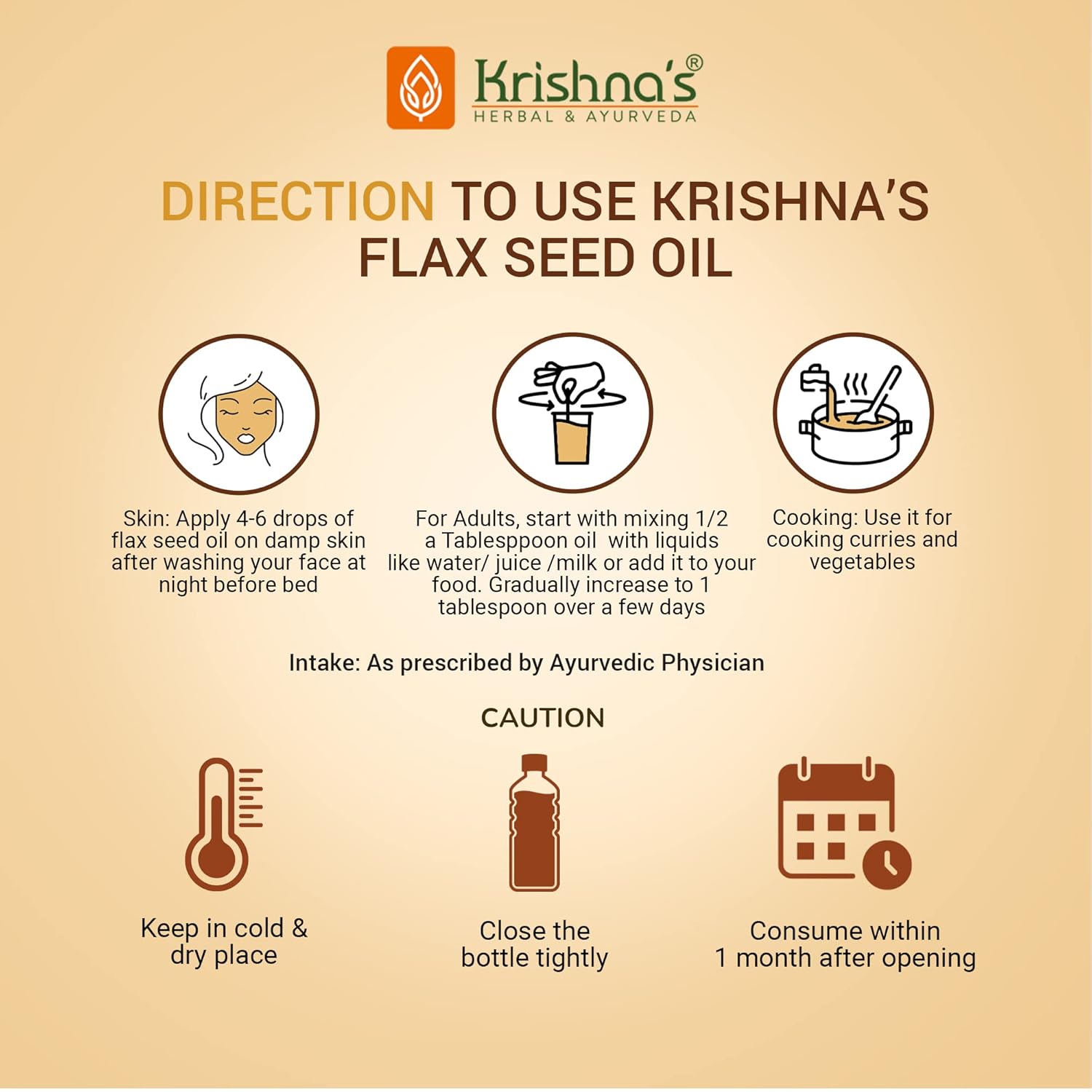 Krishna's Flaxseed Oil (50 ml) | Virgin Cold Pressed Flex seed oil | Rich in Omega 3-6-9 | Made in Kachi Ghani | No Added Preservatives