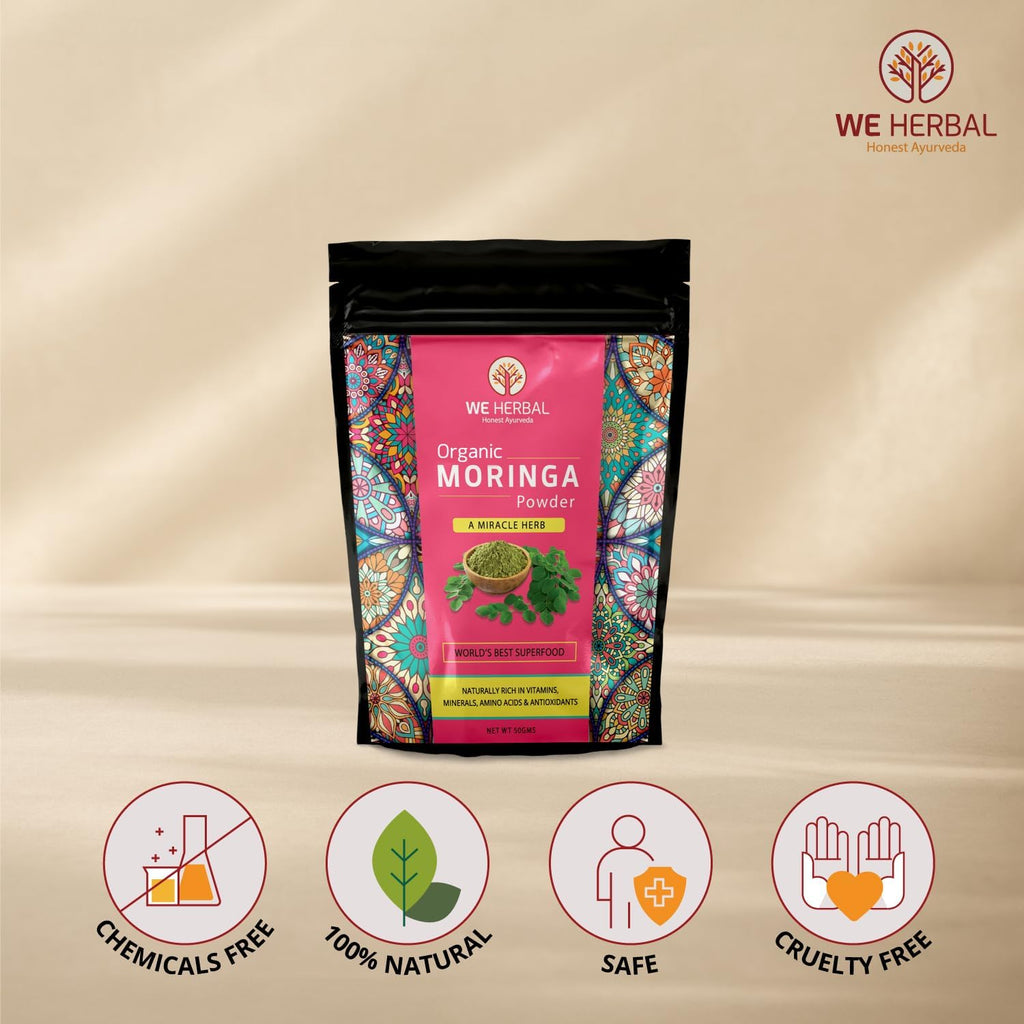 WE HERBAL Organic Moringa Powder 250gm, Natural Drumstick Leaf Powder, Helps Reduce Bad Cholesterol, Rich in Vitamins Minerals and anti-oxidants, improves digestion and metabolism , Supports Immunity, increase Energy levels and Overall Wellness