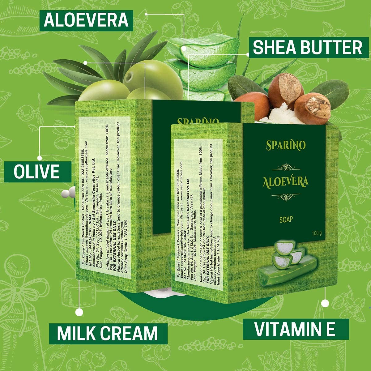 Sscpl Herbals Aloe Vera Shea Butter Soap for All Skin Types - 100 gms (Pack of 4)