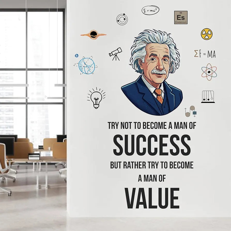 StickMe Albert Einstein Never Stop Learning Because Life Never Stop Teaching Inspirational Quotes Wall Sticker Premium Large - 140 x 100 cm