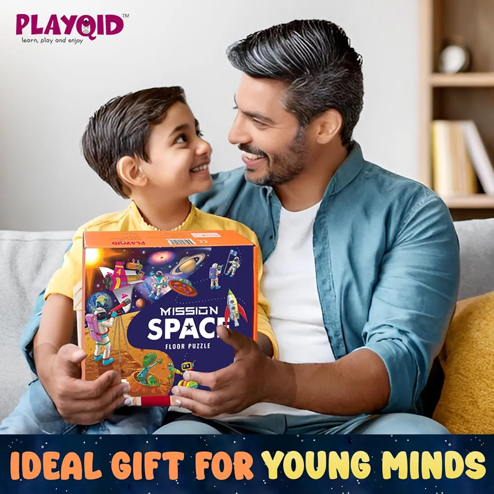Playqid Puzzle Games for Kids Age 4 to 8 Years 48-Piece,35x30cm–Jigsaw Kid’s Floor Puzzle Mat Outer Space Solar System Educational Memory Toy