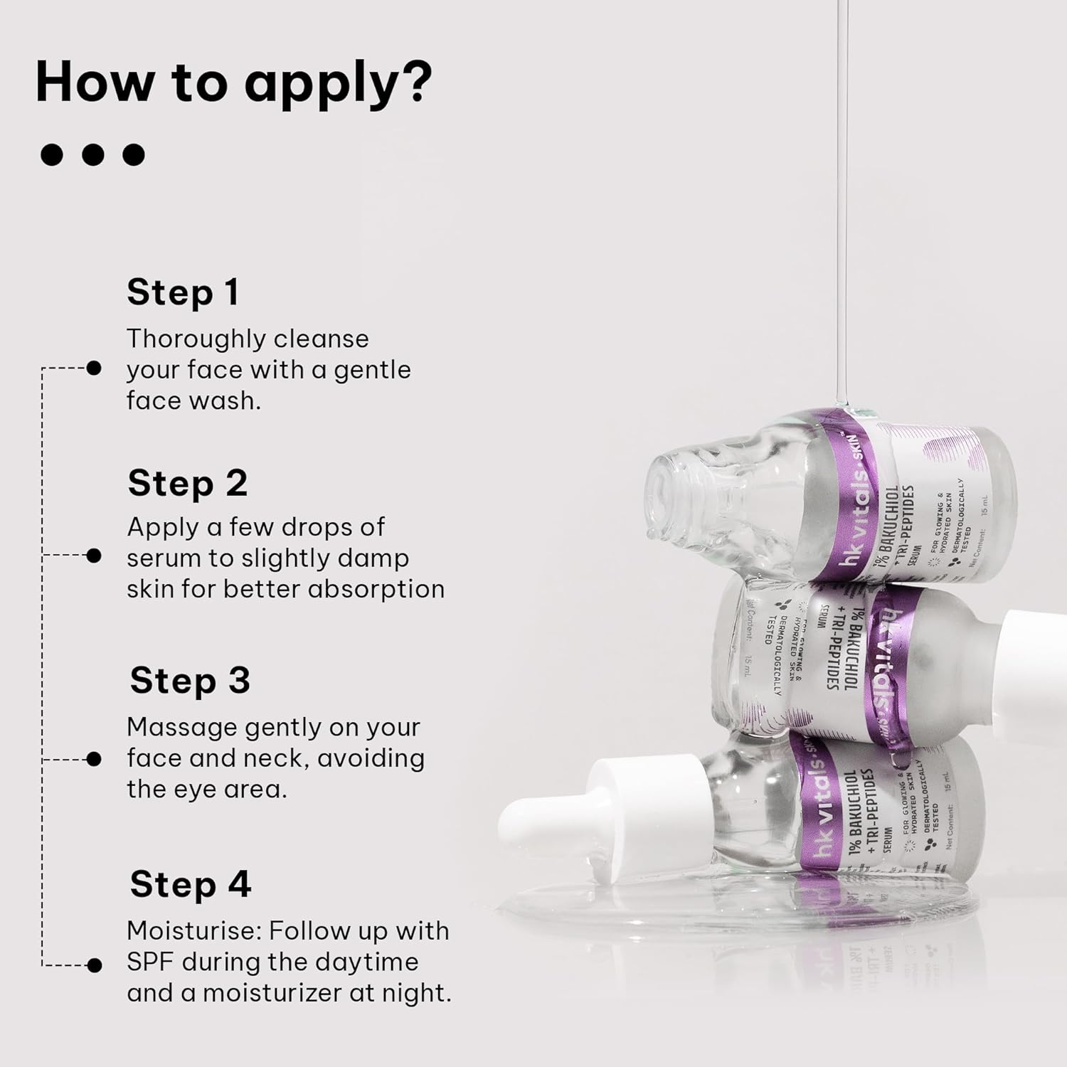 hk vitals 1% Bakuchiol Serum, 15ml | Retinol Alternative | For Glowing & Hydrated Skin, Boosts Collagen Production | All Skin Types