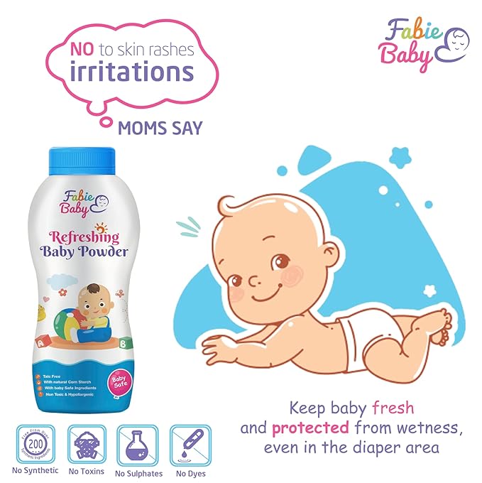 Fabie Baby Talc Free Natural Baby Powder for New Born - 200 Gms