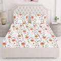 Layers Marigold Cotton Bedsheet Set for All Seasons Lightweight Moisture Absorbent 144 TC King Size White/Persian Red