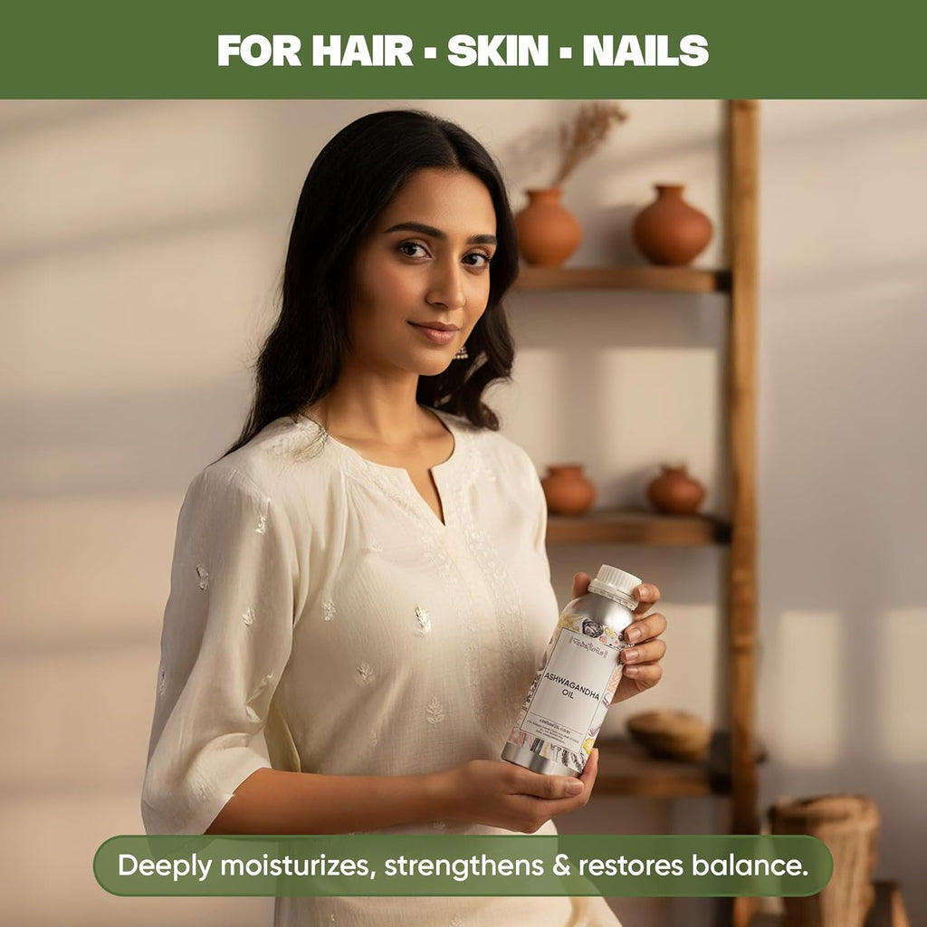 VedaOils Ashwagandha Oil Pure, Natural & Cold Pressed Hair Care And Skin - 100 ml