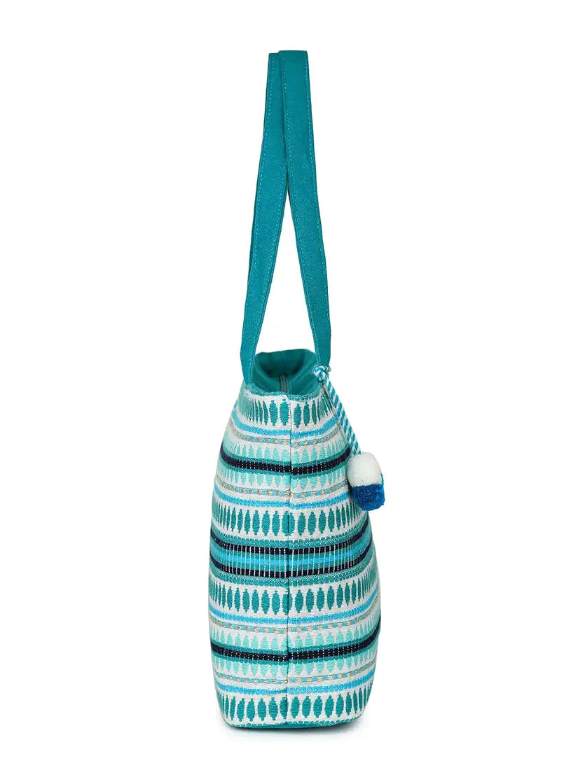 K London Alii And Aliizey Tote Bag For Women With Zip Bag Colour Teal Gold