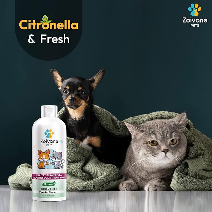 Zoivane Dog Shampoo - 500ml | Tick and Fleas Dog and Cat Shampoo | Ticks Shampoo for Dog | Pack of 1