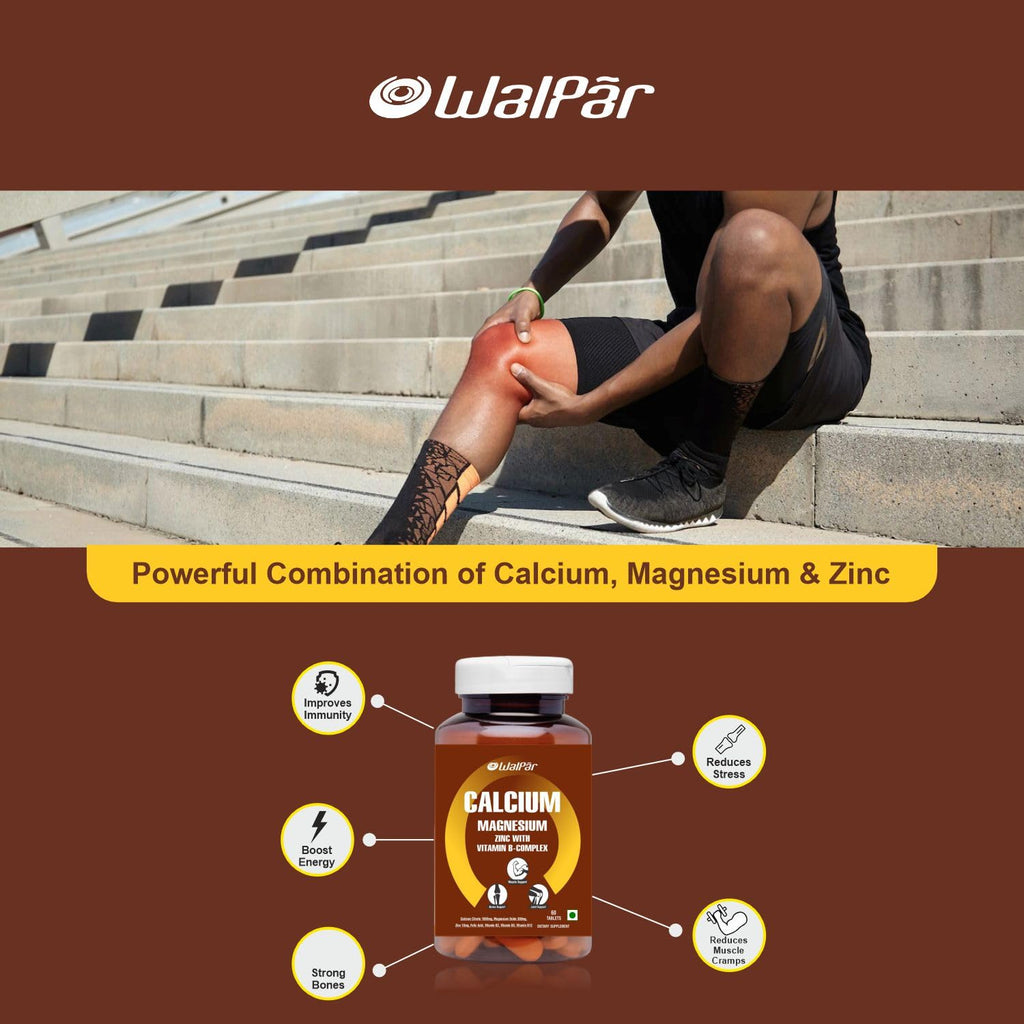 WALPAR Calcium Citrate Supplement 1300mg with Magnesium Zinc Vitamin D3 D B12 B Complex Ideal for Bone and Muscle support & Joint health Ideal for Men Women (1)