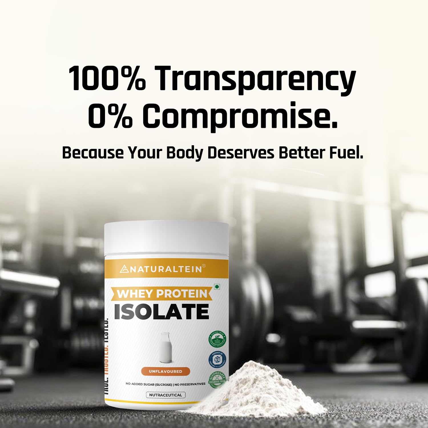 NATURALTEIN Whey Protein Isolate â€“ 300 g | Unflavoured & Natural | 27 g Protein per 30 g Serving | No Artificial Sweeteners | No Adulteration | Fast-Digesting & Light Nutrition