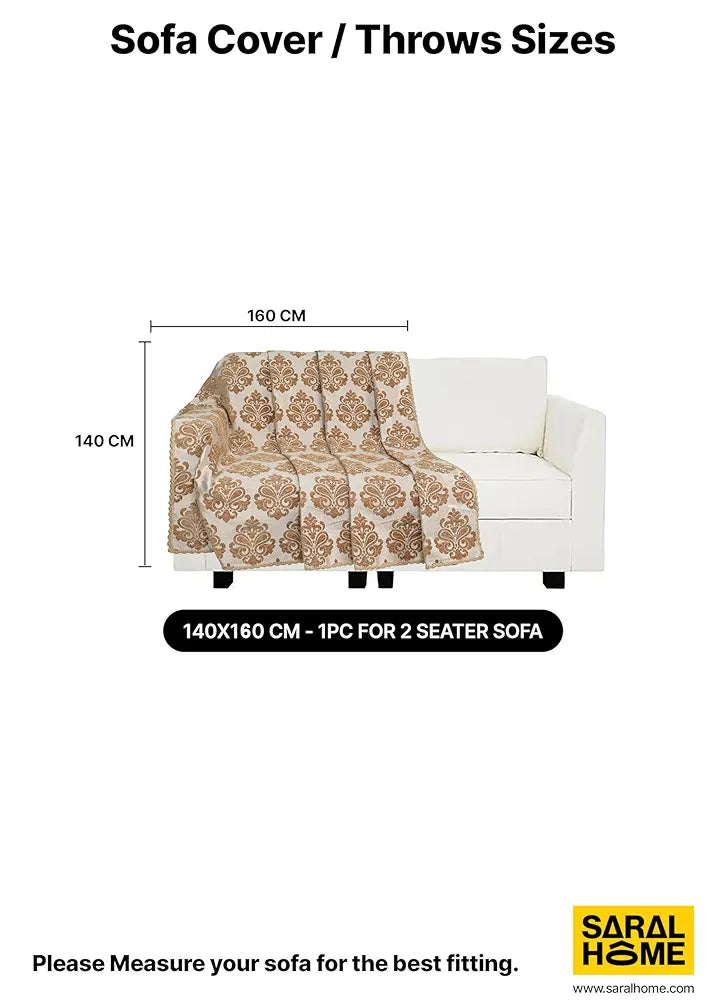Saral Home Chenille 2 Seater Sofa Cover Throw Colour Brown