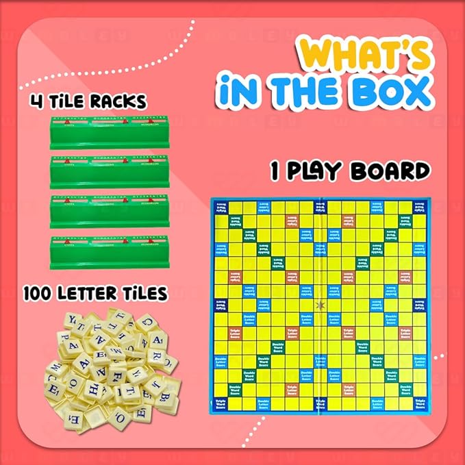 Wembley Crossword Board Game for Kids Adults with 100 Letters English Wordcraft