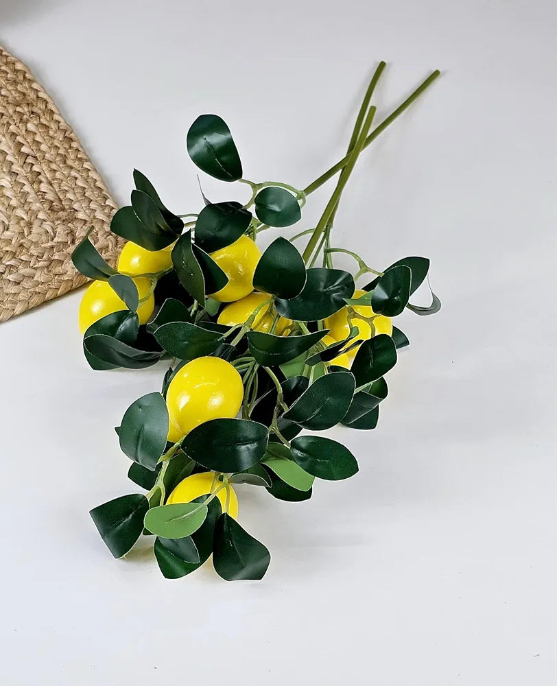 3 Pcs Artificial Lemon Stick Flowers for Vases