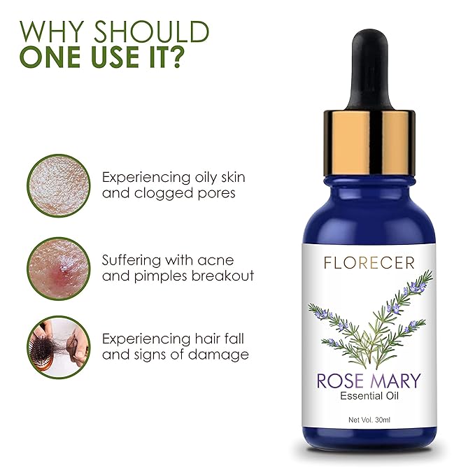 Florecer Rosemary Essential Oil For Hair Face Skin - 30 ml