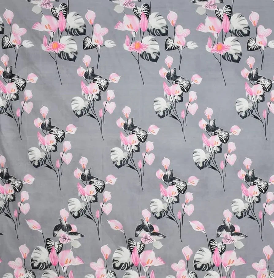 Homefab India 144 TC Microfiber Single BedSheet with 1 Pillow Cover Floral Grey