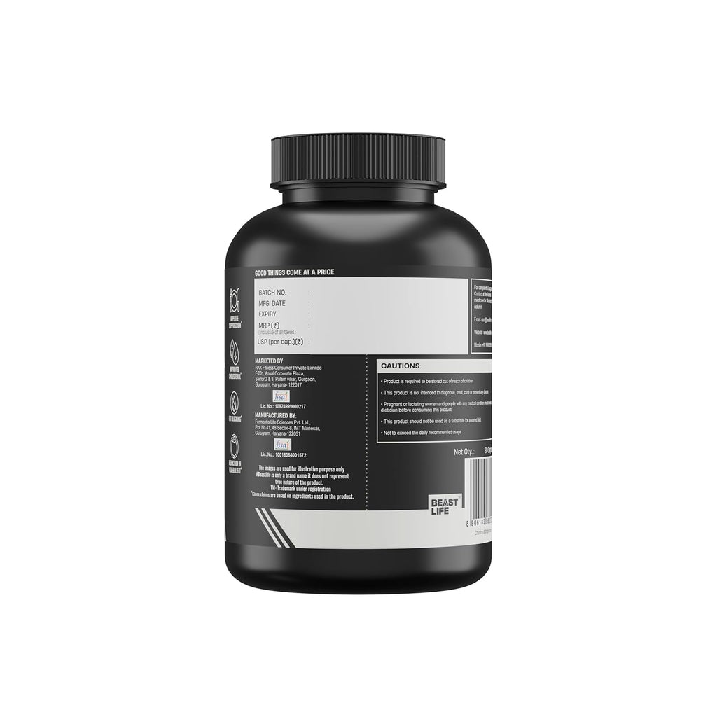 BeastLife GarciSlim Capsules | Garcinia Cambogia Fruit Extract | Support Healthy Weight Management | Helps Maintain Energy & Cholesterol Levels | 30 Capsules