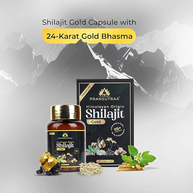Pransutraa Shilajit Gold Capsules Ayurvedic Supplement - 30 caps