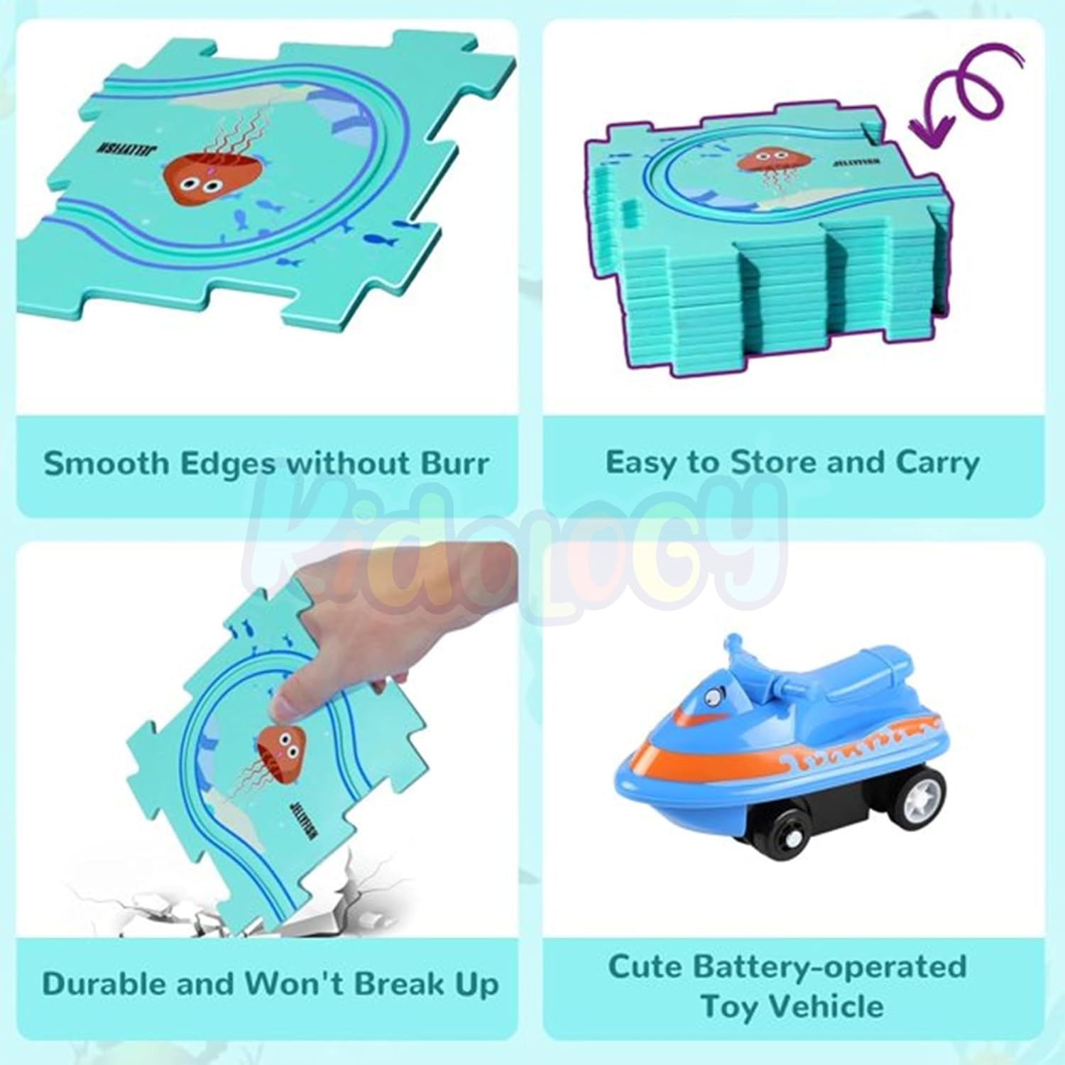 Kidology Montessori Car Rail Puzzle Car Track for Kids Ocean Series