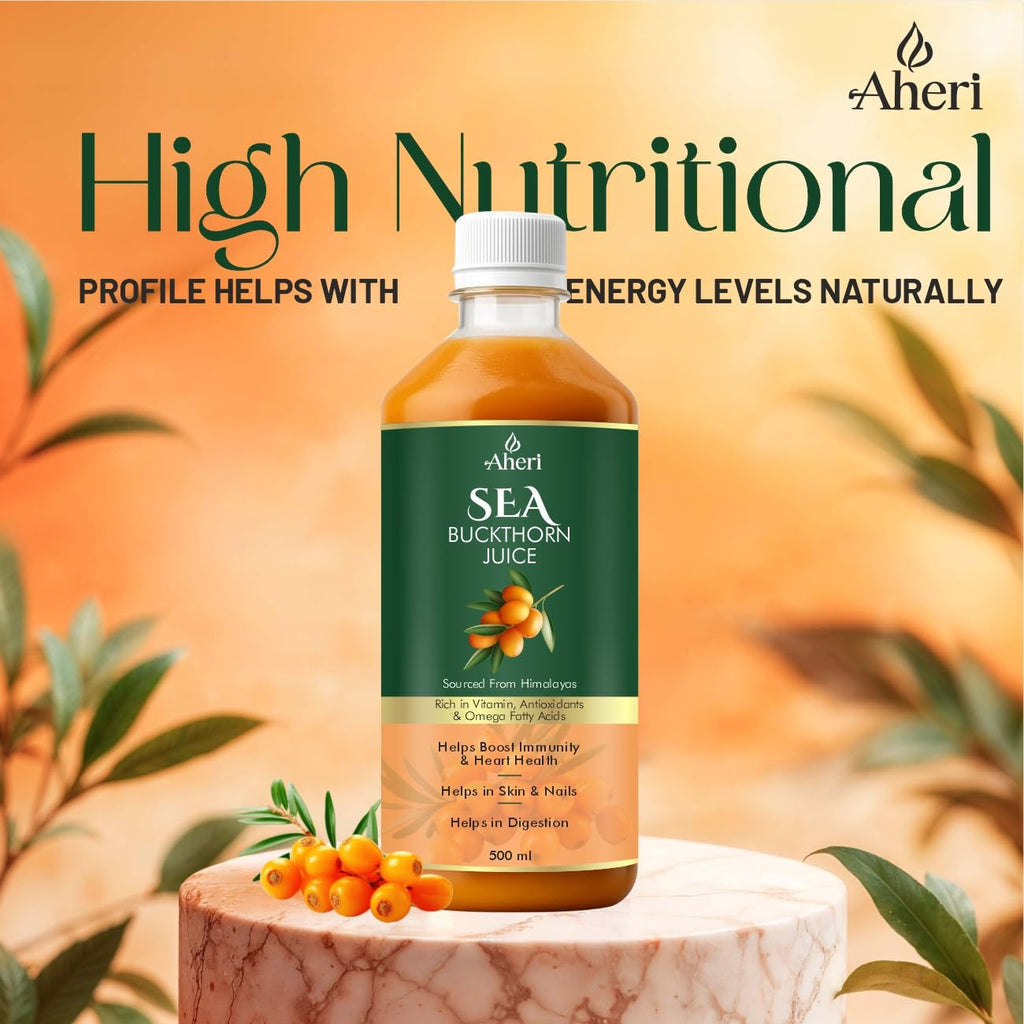Himayya Sea Buckthorn Juice 500 ML | Herbal Buckthorn Berry Juice with Natural Vitamin C, Omega 3 6 7 9 Supplement & Antioxidants | Herbal Supports for Immunity, Skin Glow & Gut Health - (Pack of 1)