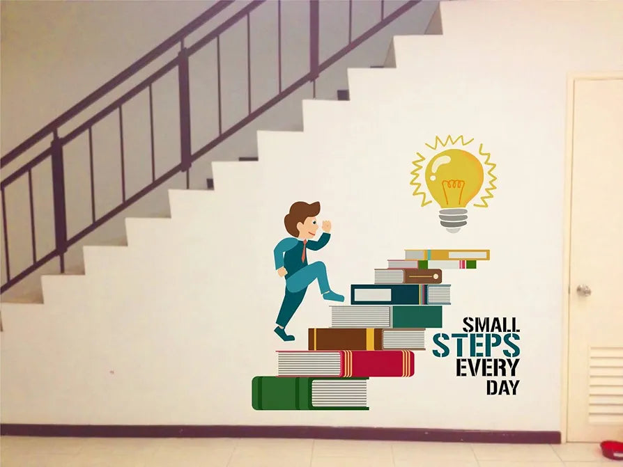 Rawpockets Small Steps Every Day Motivation Quote Wall Reusable Self-Adhesive Sticker