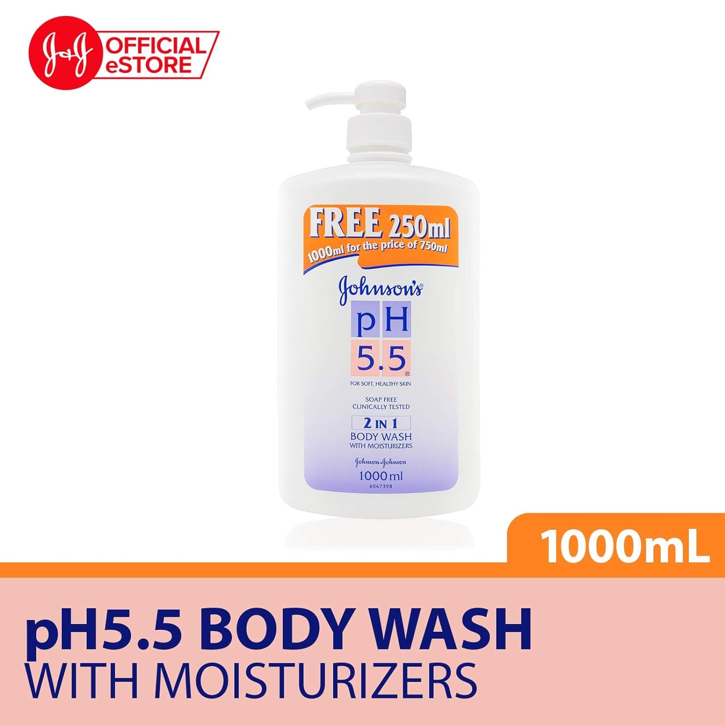 Johnson's PH 5.5 2 in 1 Body Wash with Moisturizers - 1000 ml