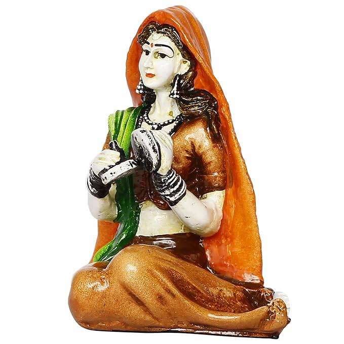 Ecraftindia Colorful Rajasthani Lady Handcrafted Decorative Polyresin Showpiece