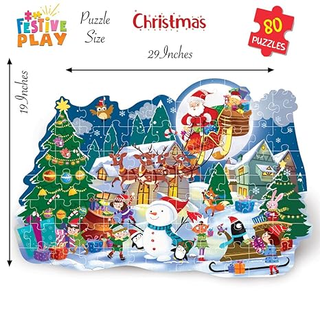 The Book Tree Christmas Puzzle Gift Box for Kids 80 Puzzle Pieces & 1 Storybook Christmas Puzzle for Children