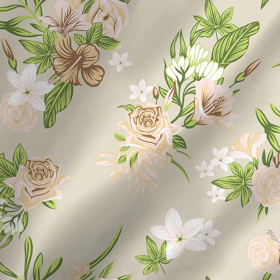 Layers Classic Cotton Bedsheet Set for All Seasons Lightweight 104 TC Single Size Beige Floral Pattern