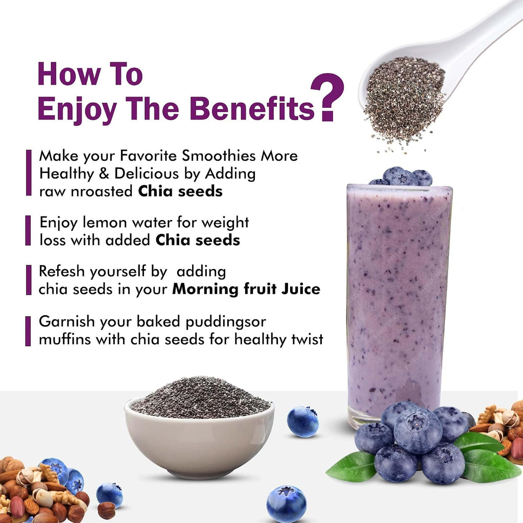 Sorich Organics Raw Chia Seeds for Eating Hair Growth | Morning Breakfast Healthy Snacks | Rich in Fiber & Omega-3 | Diet Food