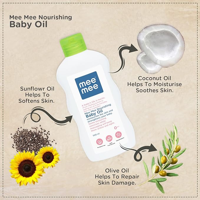 Mee Mee 3-in-1 Baby Oil - 500 ml