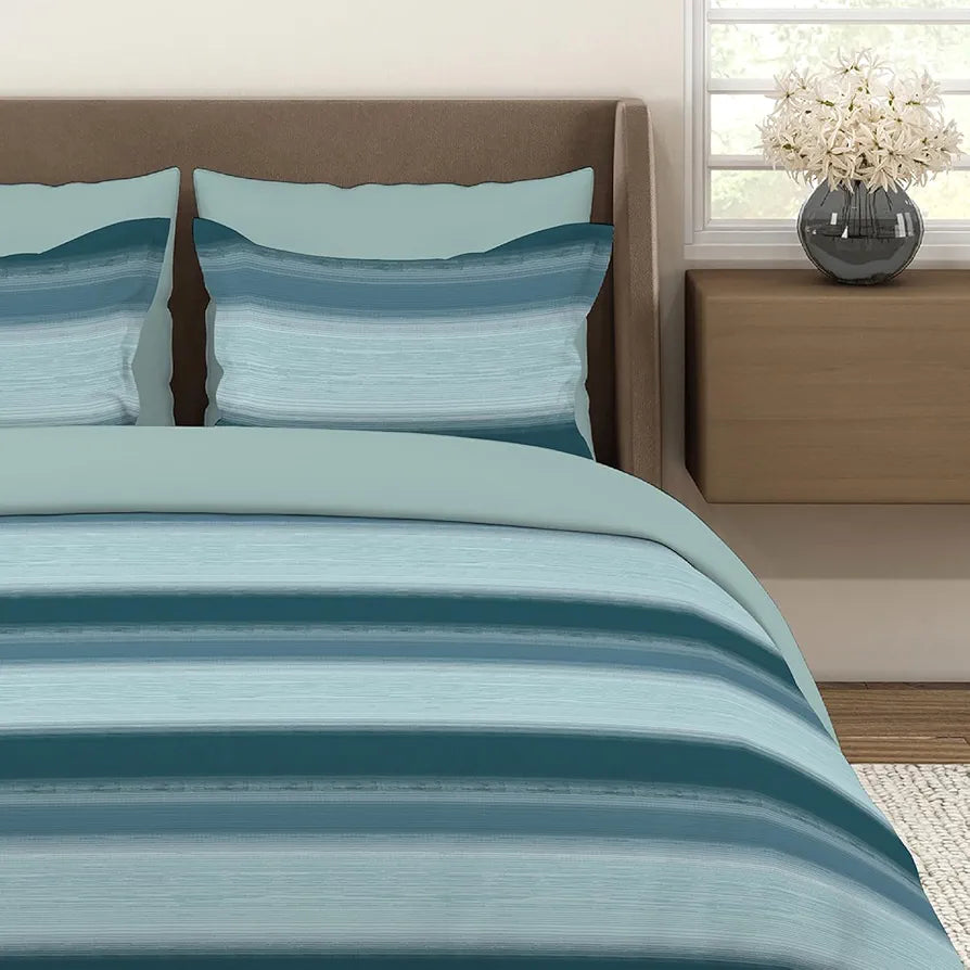 Layers Duracount Bedsheet Set for All Seasons Lightweight 225 CVC King Size Blue Duracount