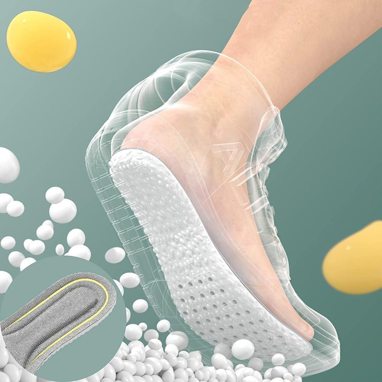 Purastep Memory Foam Shoe Insoles, Elastic Shock Absorbing Height Increasing Sports Shoe Insoles For Men And Women Cuttable Soft Breathable Honeycomb Orthotic Replacement Inserts | UK 9-10 | 1 Pair