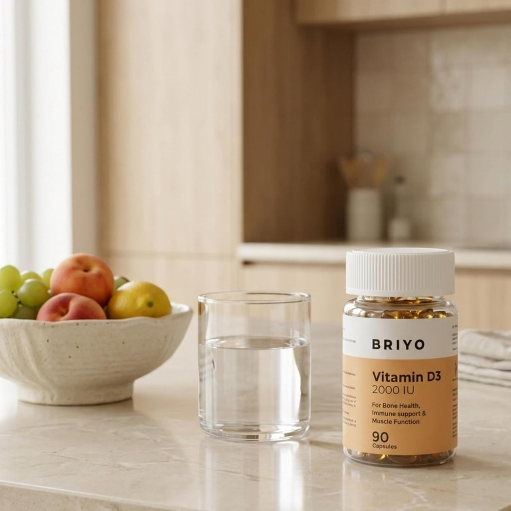 Briyo Vitamin D3 2000 IU - 90 Softgels - For Bone Health, Muscle Function and Immune Support Healthy Bone Function Strong Muscles Boost Immune System for Men/Women