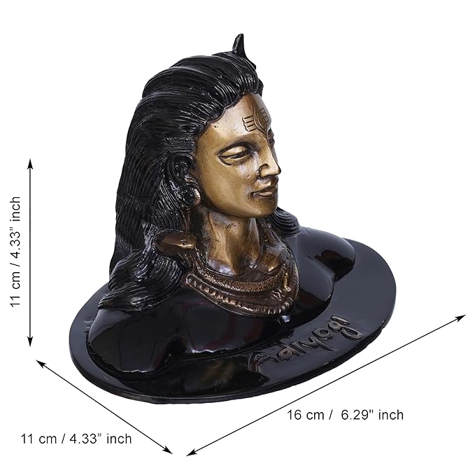 Ecraftindia Black and Golden Brass Lord Adiyogi Shiva Statue | Shiv Murti | Shiva Idol