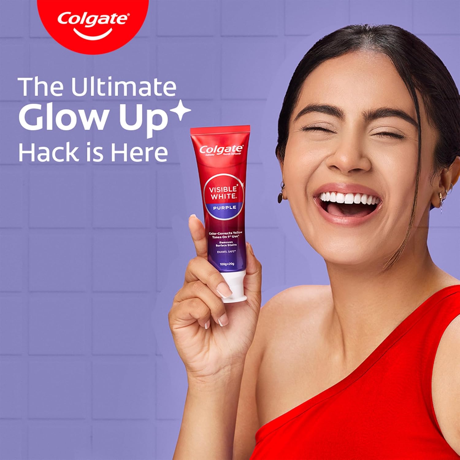 Colgate Visible White Purple Toothpaste (100g+20g) + Colgate Visible White Purple Teeth Whitening Serum, 40ml