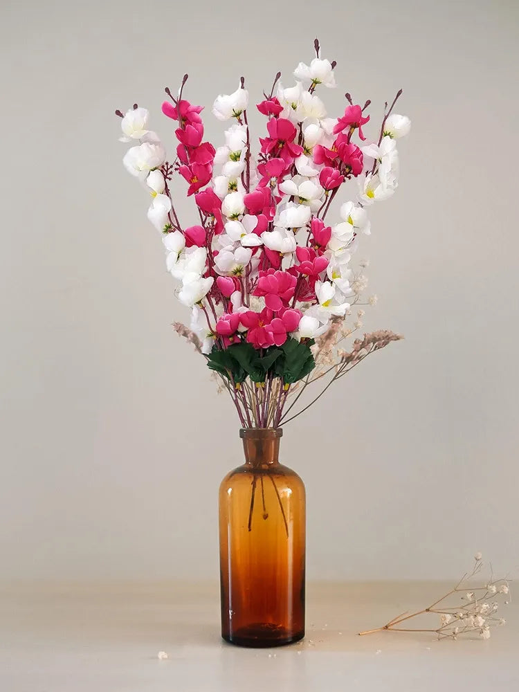Artificial Flowers Bunch Cherry Blossom Ideal for vase Without vase White Mix 55 cm Height Fabric