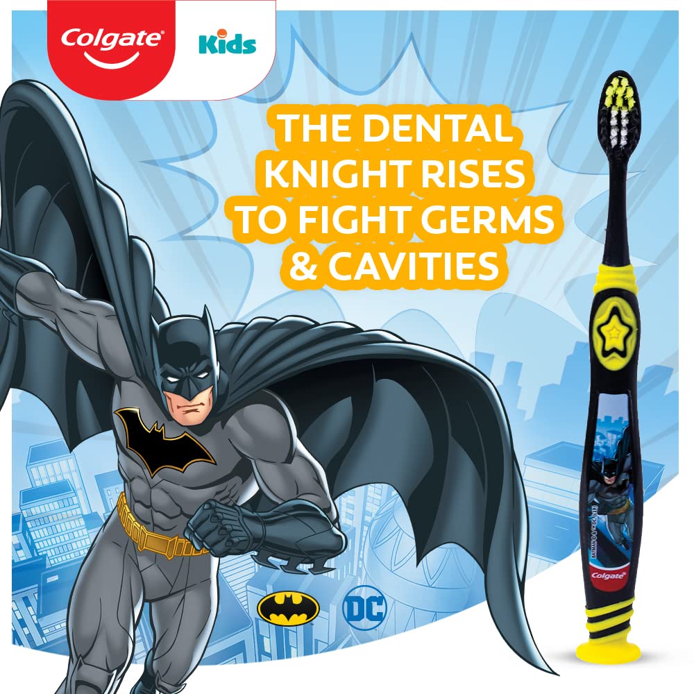 Colgate Kids Batman Manual Toothbrush (Pack of 3,Multicolor) & Colgate Kids Anticavity Toothpaste for 2-5 Years - 80gm (Strawberry flavour) COMBO