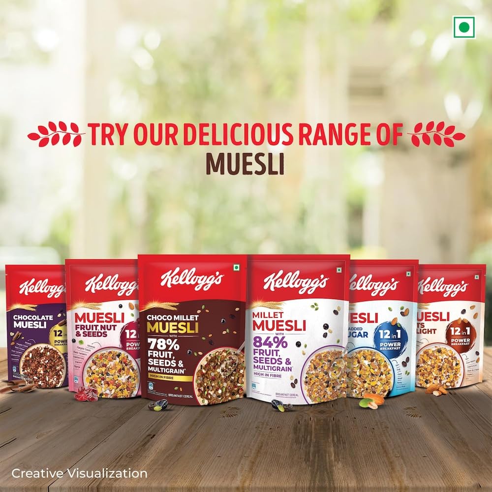 Kellogg's Millet Muesli with 84% Fruit, Seed & Multigrain| Power Breakfast | No Maida No Palm Oil | India's No 1 Muesli | 1000g