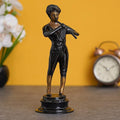 Ecraftindia Brown & Golden Man Playing Musical Instrument Antique Finish Handcrafted Decorative Brass Showpiece