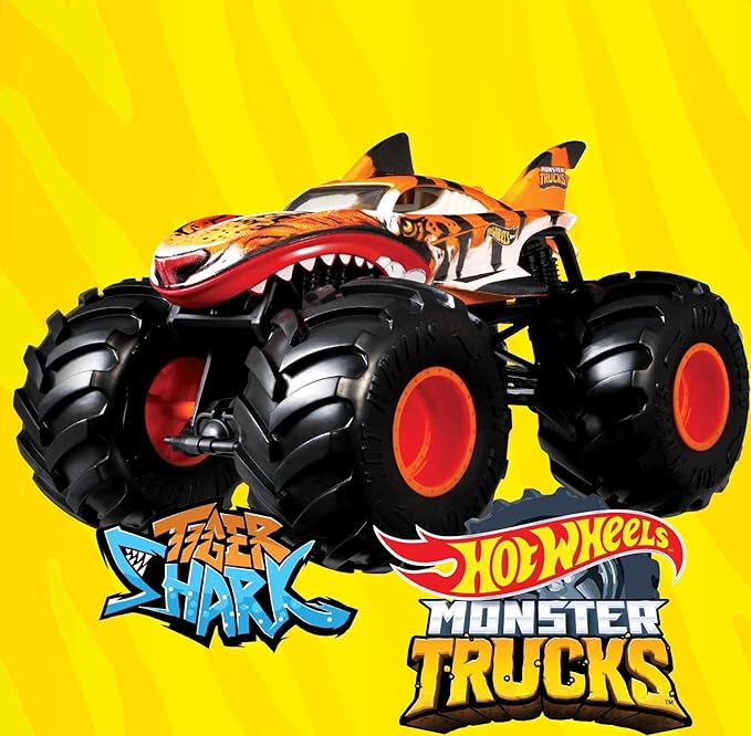 Hot Wheels Monster Trucks Oversized Monster Truck Tiger Shark 1:24 Scale Die-Cast Toy