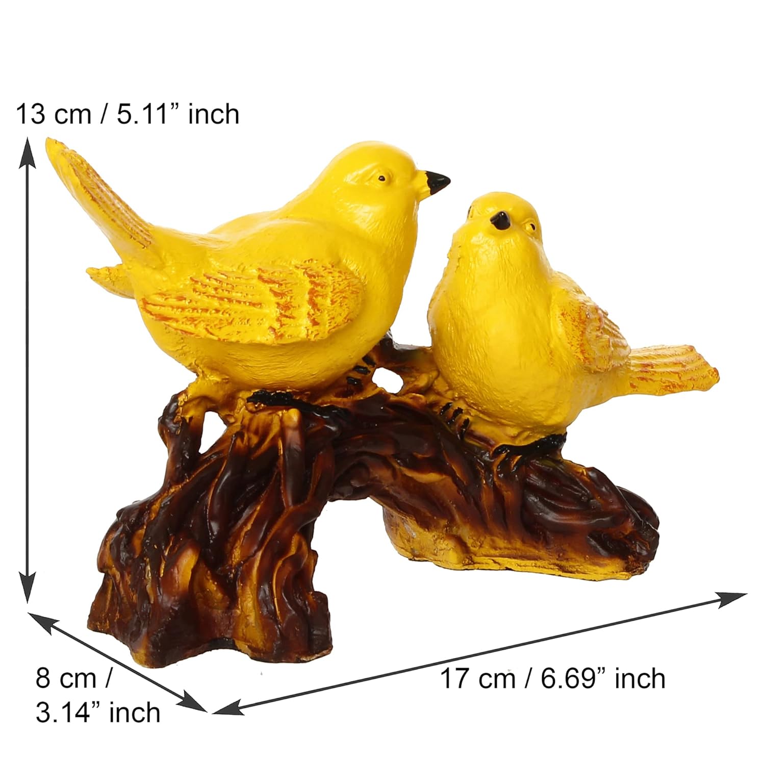 Ecraftindia Yellow Birds on Tree Branch Handcrafted Polyresin Decorative Showpiece