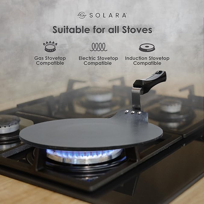 Solara Non-stick Dosa Tawa 30 Cm | Premium 3 Layer Greblon Nonstick Coating Dosa Tava | Gas and Induction Compatible