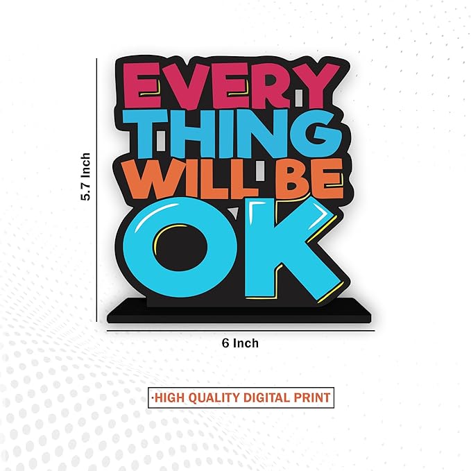 Artvibes Wooden Idols and Figurine Every Thing Will Be Ok Inspirational Quotes Table Decor for Office Desk