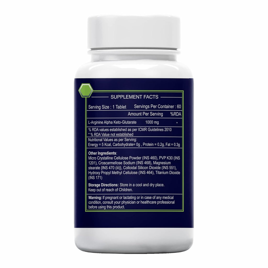 Sea Life L-Arginine AKG 1000 mg (60 Veg Tablets) | Boosts Stamina & Supports Rapid Muscle Pump | Nitric Oxide Precursor | Muscle Building Amino Acid | High Absorption L Arginine Supplement