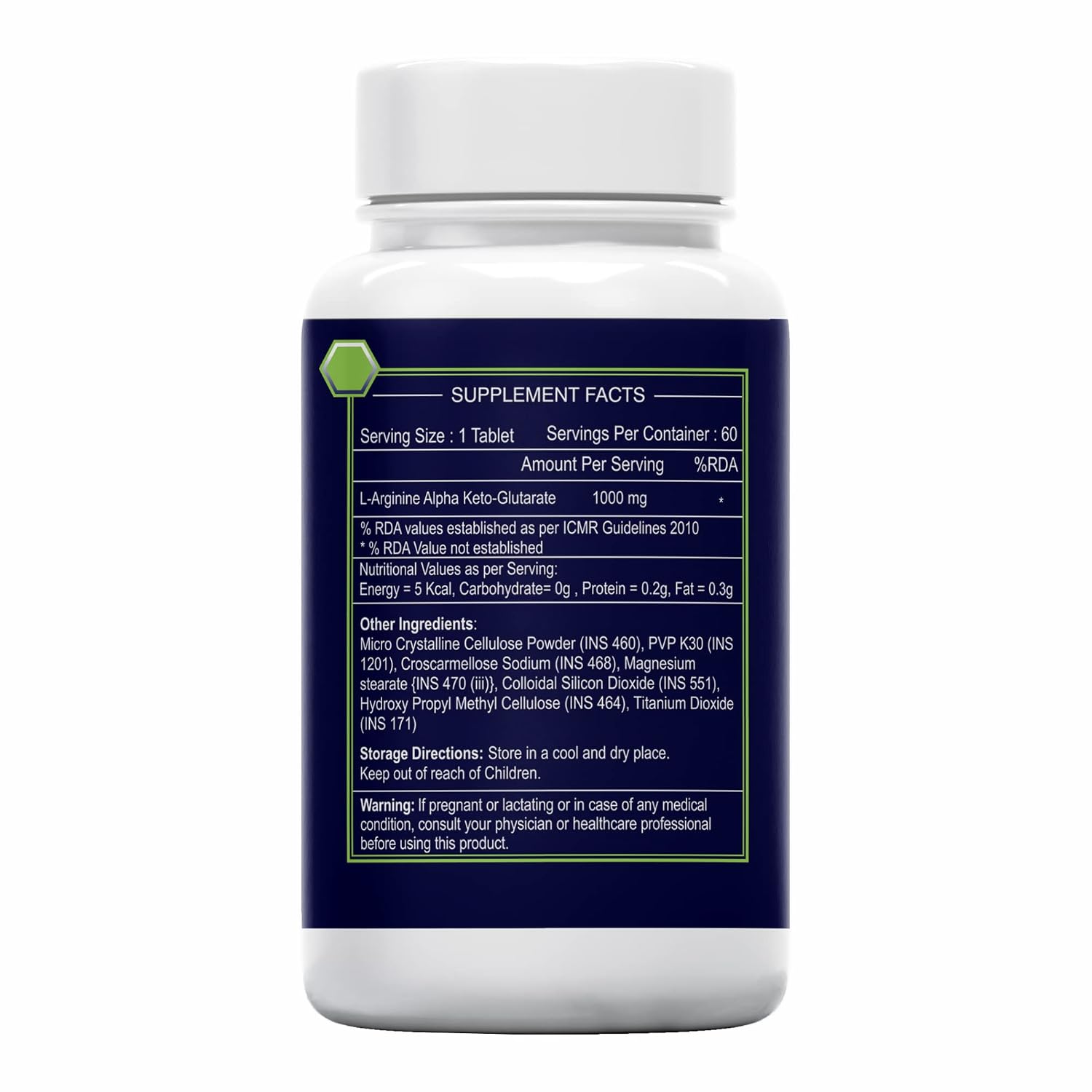 Sea Life L-Arginine AKG 1000 mg (60 Veg Tablets) | Boosts Stamina & Supports Rapid Muscle Pump | Nitric Oxide Precursor | Muscle Building Amino Acid | High Absorption L Arginine Supplement