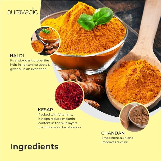 Auravedic Sandalwood Turmeric Detan Pack Tan Remover - 100 gms