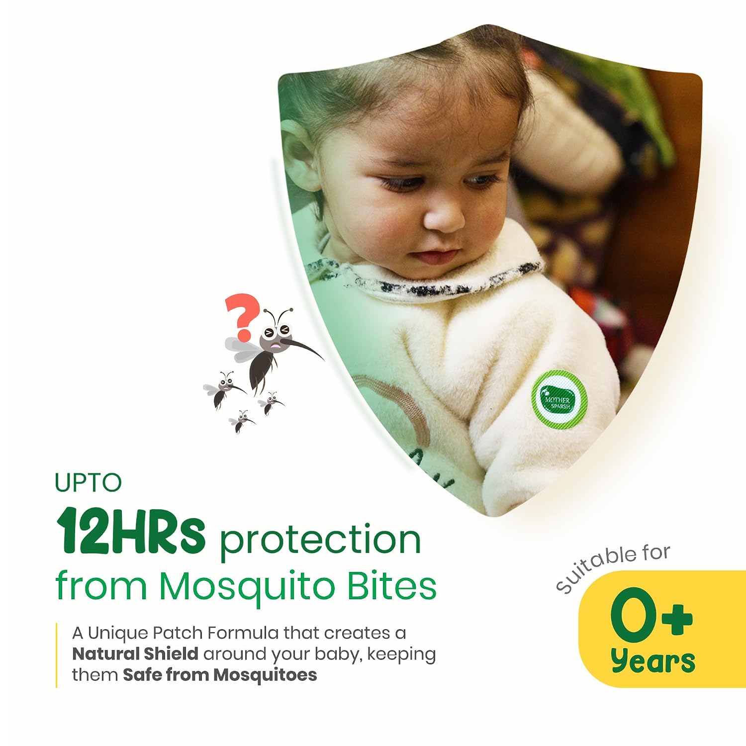 Mother Sparsh 100% All Natural Mosquito Repellent Patches for Babies with 12hr. Protection | With Citronella, Lemongrass & Eucalyptus Oil Protects from Dengue, Malaria, Chikunguniya (24 Patches)