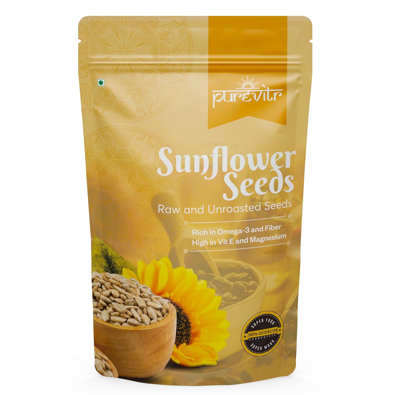 Purevitr Sunflower Seeds | Raw Sunflower Seeds for Eating | Protein-Rich, High in Vitamin E, Fiber & Antioxidants | Healthy Snacks | No Preservatives (Pack of 1)