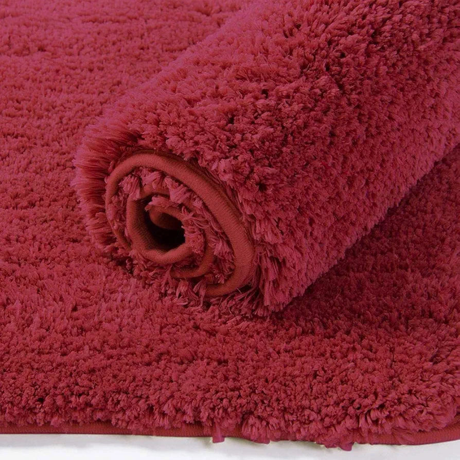 Luxe Home International Bath Microfibre Rectangular Mat Super Soft Anti Skid Newman Mats for Bathroom Colour Maroon