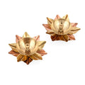 Collectible India Brass Diya Lamp Lotus Shape Decorative Akhand Deepak for Pooja - Set of 2