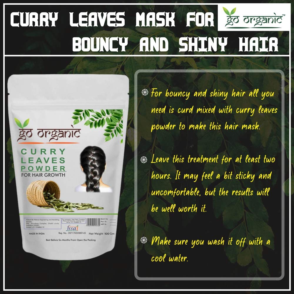 Go Organic Curry Leaves Powder Curry Leaves to Grow Long, Strong and Shiny Hair (100 Grm)